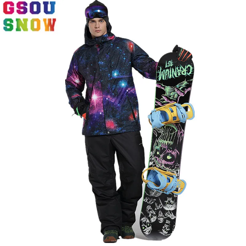 

GSOU SNOW Ski Suit Men Ski Jacket Pants Waterproof Mountain Skiing Suit Male Winter Outdoor Snowboard Jacket Cheap Sports Coat