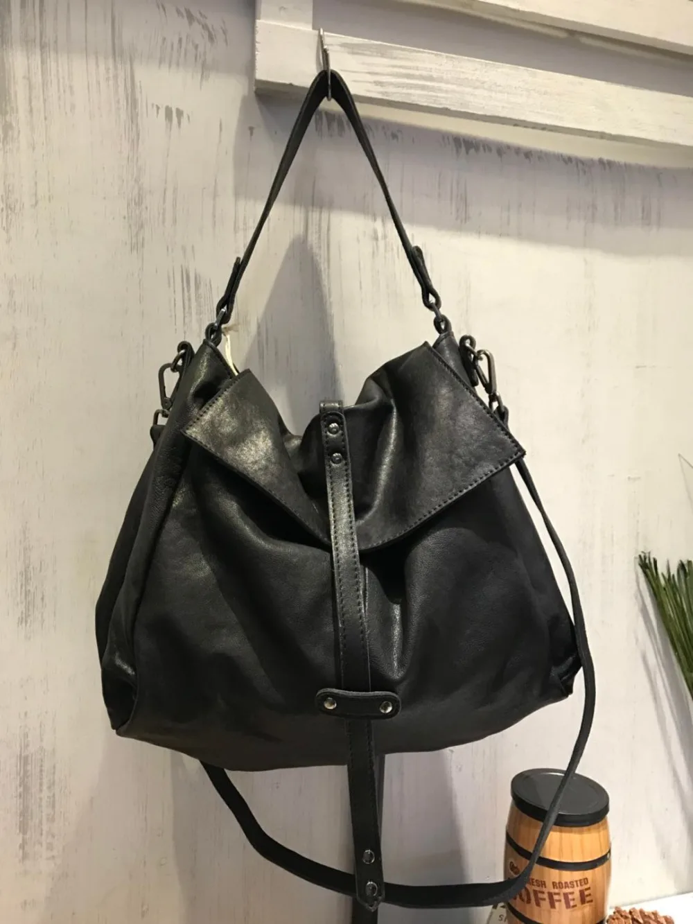 2499 Crossbody Tasche Kapazität Original Mode tasche Handarbeit Vendange Black khaki Echtem Leder Schulter Aus Lager qH7tw1v