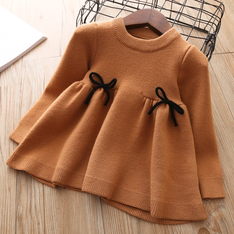 Humor Bear/Новинка г.; осенне-зимнее платье-свитер для девочек; детская одежда; детский трикотажный костюм-свитер для девочек