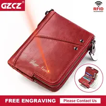 GZCZ гравировка Rfid кошелек из натуральной кожи кошельки женские двойные женские портмоне на молнии Держатель для карт Портмоне