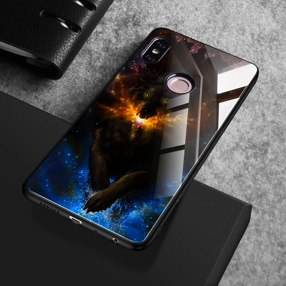 TOMKAS Tempered Glass Cases For Xiaomi Redmi 5 Plus Case Mi A1 8 Glossy Animal Silicone Cover Case For Xiaomi Redmi 4X Note 5 4X