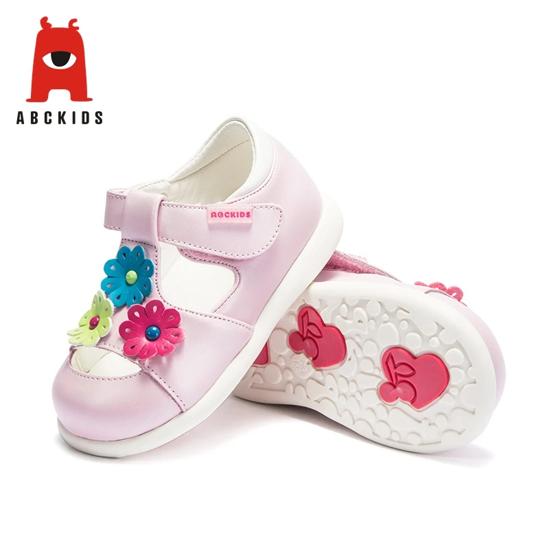 

Abckids 1-4T Summer Children's Shoes for Girl Leather Shoes Breathable Soft Anti-Slip Casual Walking Floral Sneakers