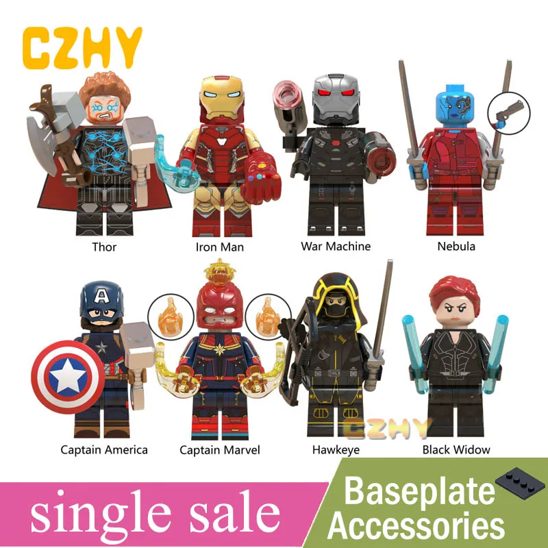 

Endgame Pop Figures Thanos Thor Iron Man Cap Marvel Black Widow Ronin Avengers 4 Building Blocks Toys for Children WM6056