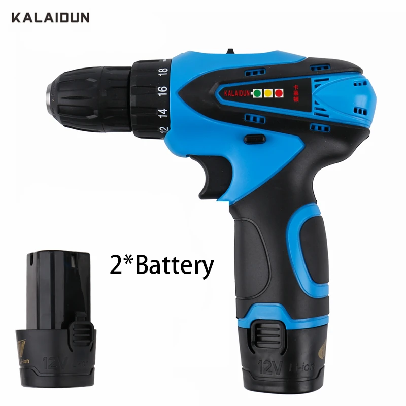 

KALAIDUN 12V Electric Drill Power Tools Electric Screwdriver Lithium 2*Battery Cordless Drill Mini Drill Hand Tools