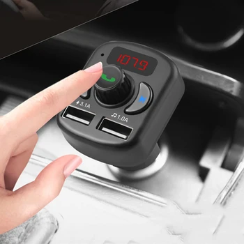 

Wireless Handsfree Car kit 3.1A Quick USB Charger Bluetooth 5.0 Car Kit FM Transmitter modulator Audio Music Mp3 Player Phone