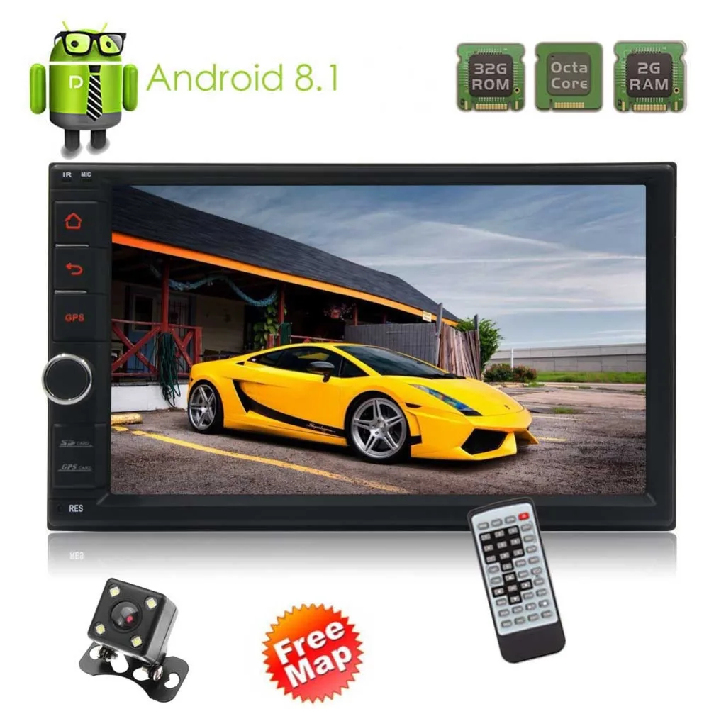 

Car Radio with Bluetooth WIFI 7" Capacitive Touchscreen Support AM/FM RDS Reverse Mirror Link OBD2 Subwoofer Android 8.1 Oreo