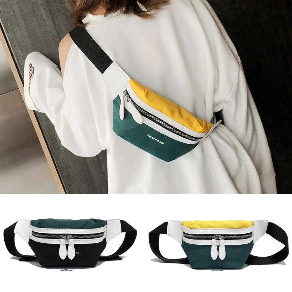 

Fashion ladies bag colorblock chest bag letter Messenger canvas shoulder bag Chest Bags Packs Crossbody bagDropship Y520