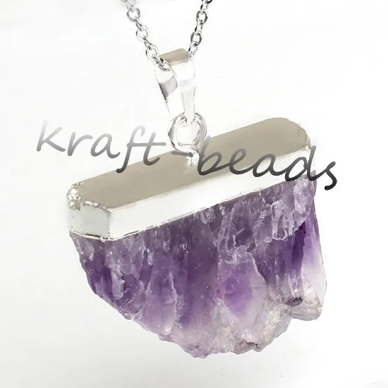 Natural Gnergy Gemstone~ Double Buckle Irregular Shape Pendant Natural Purple Amethysts Quartz Stone Necklace Fashion Jewelry 20 AA00409002310b
