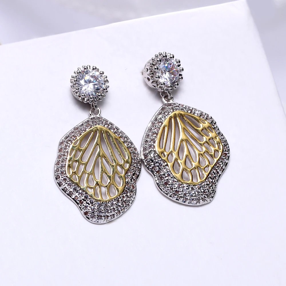 Latest Leaves Dangling Earrings Jewelry Pendientes Detalles De boda Black/White/Gold Color Accessories Gifts Earring