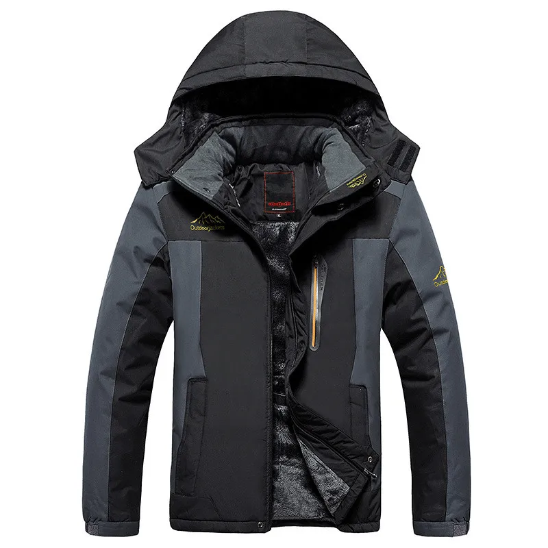 

Winter jacket men Waterproof windproof velvet warm parka coat Tourism Mountain overcoat plus size XL-9XL Down Parka men doudoune