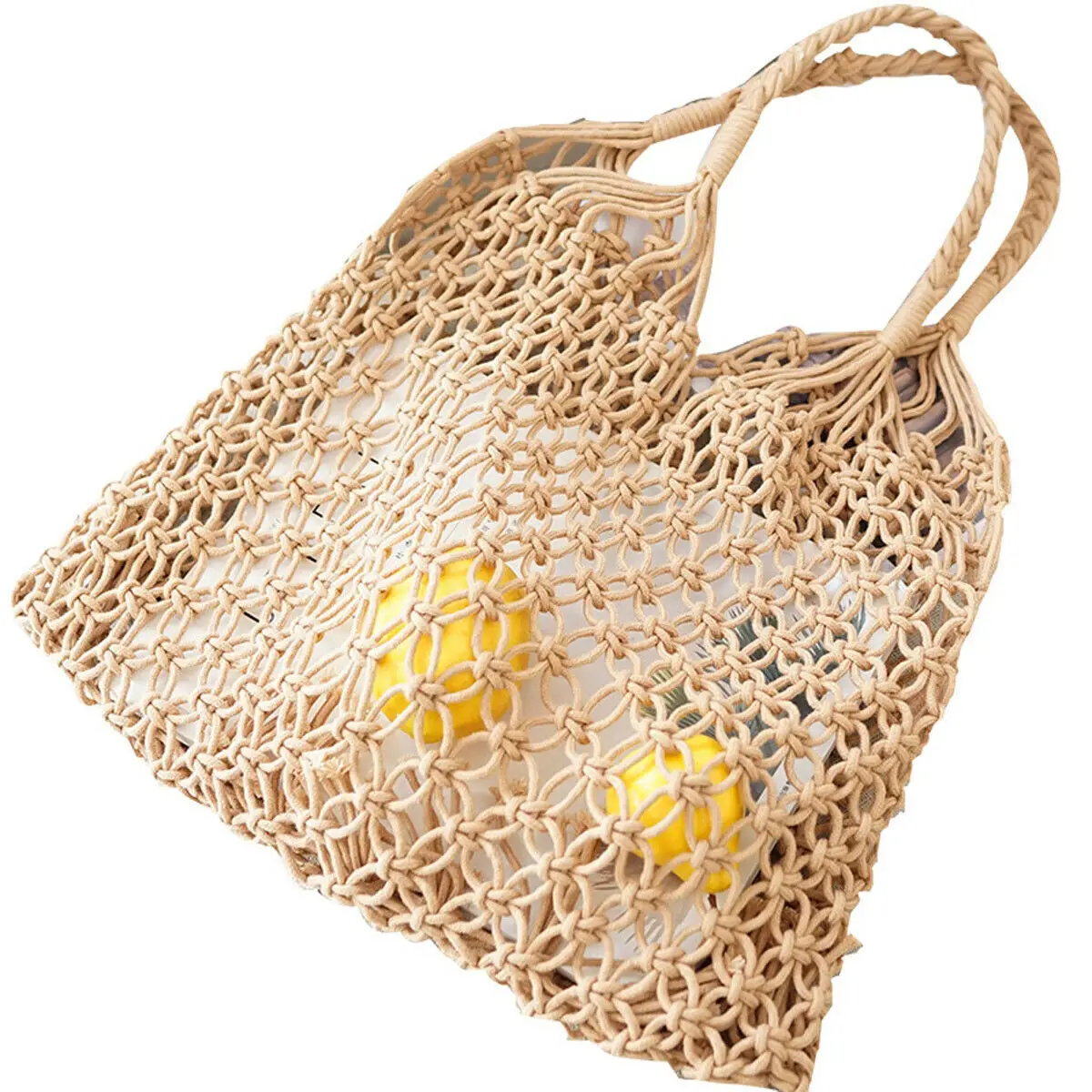 Модная женская сумка с хлопковой нитью, летняя пляжная сумка для леди, соломенная большая тканая сумка, повседневная сумка-тоут
