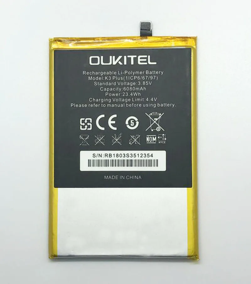 GeLar 3 85 V 6080mAh аккумулятор для OUKITEL K3 Plus Мобильный телефон Аксессуары | Мобильные
