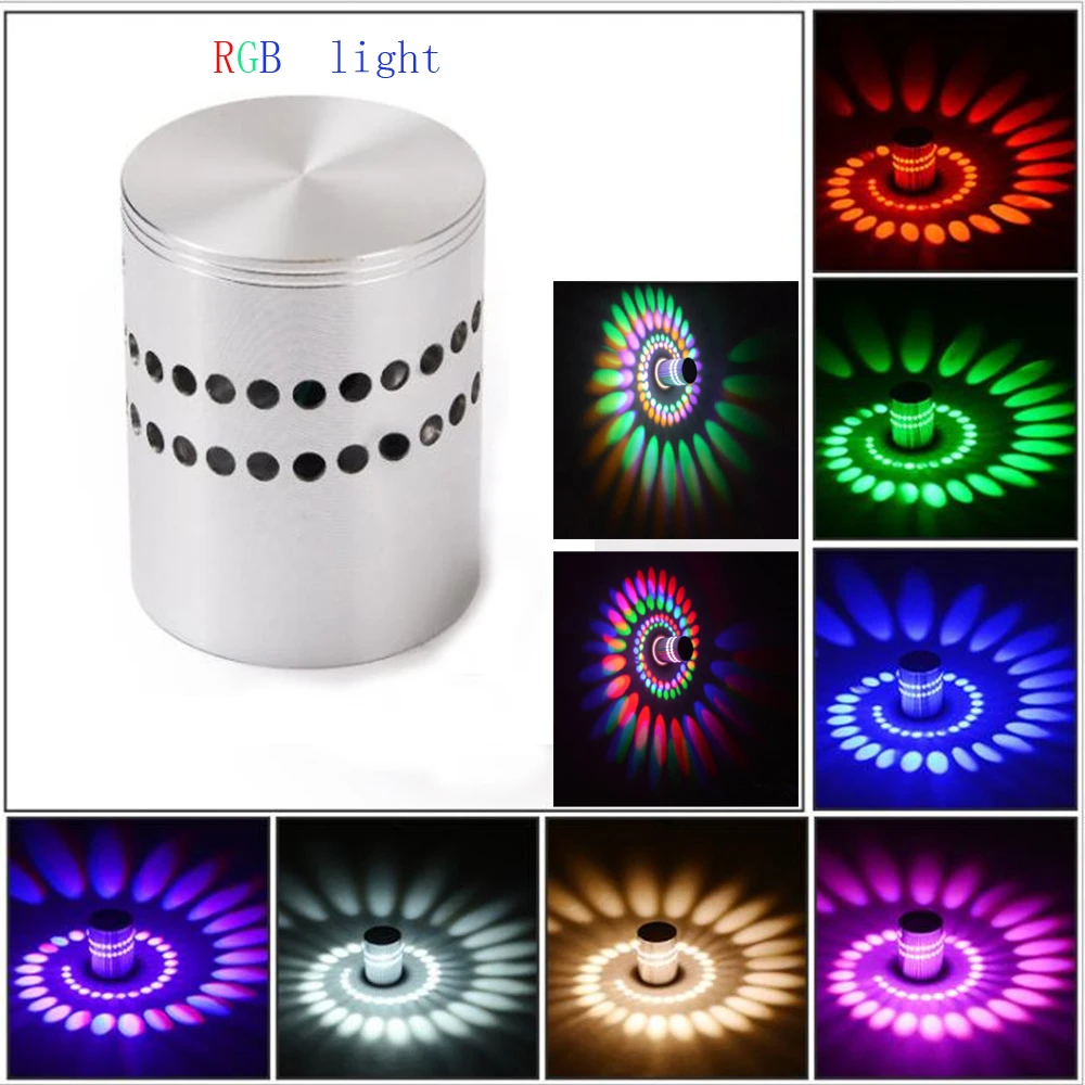 Multicolor, High-End Riotis LED 3W Wandleuchte Hintergrund Spirale Lampe Porch KTV Bar Dekor