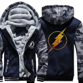 

Raglan Camouflage Anime Hoodies Hip Hop Unisex Zipper Sweatshirts Harajuku The Flash Superhero Jacket Coat 2018 Thick Zip Up Top