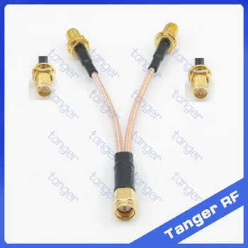 

Tanger Y type T branch 1 SMA male plug to 2 RP-SMA female connector with RG316 RG-316 RF Coaxial Pigtail Jumper cable 8inch 20cm