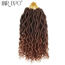 Волосы EXpo City 12 ''богиня Faux locs Curly концы короткие волнистые синтетические волосы для наращивания крючком косы 12 прядей/упаковка черный Afros