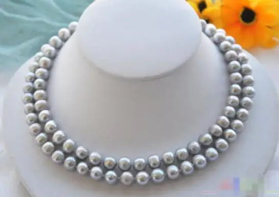 

FREE SHIPPING>>>@@ > Hot sale new Style >>>>> A++ 33" 10mm gray round freshwater cultured pearl necklace