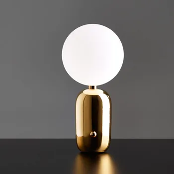 

Modern creative table lamp white/black/gold color metal with glass material for room decoration bedroom free shipping