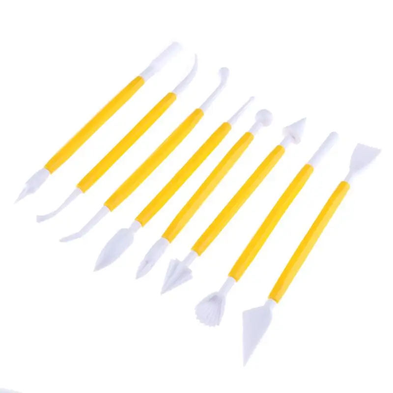 8pcs/set Embossing Double Heads Plastic Pottery Sculpture Clay Tools