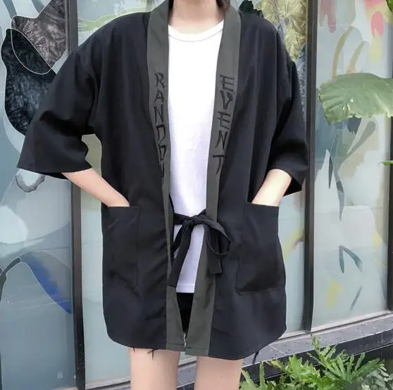 Couple Japanese Kimono Summer Cardigan Kimono Yukata Woman Black Summer Loose Outer Garment