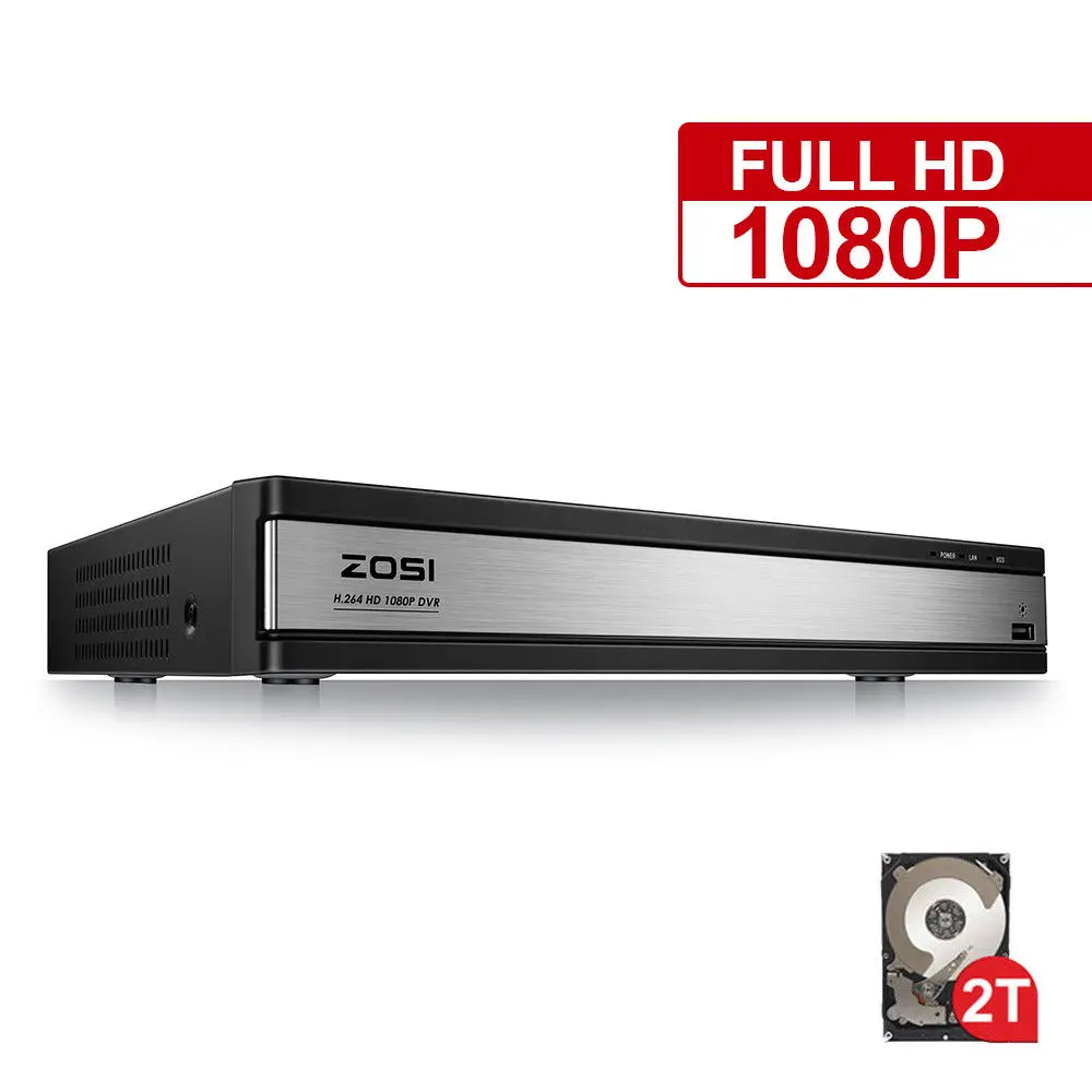  ZOSI HD 1080P 16CH DVR Surveillance Video Recorder H.264 P2P DVR Recorder Phone Control For Surveil
