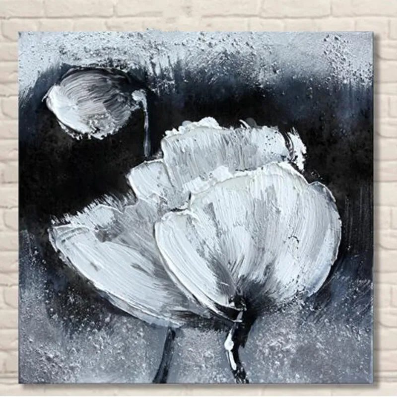 

Handmade Floral Paintings Home Decor Wall Canvas Art Hand-painted Abstract Flower Oil Painting Large White Lotus Flower Pictures