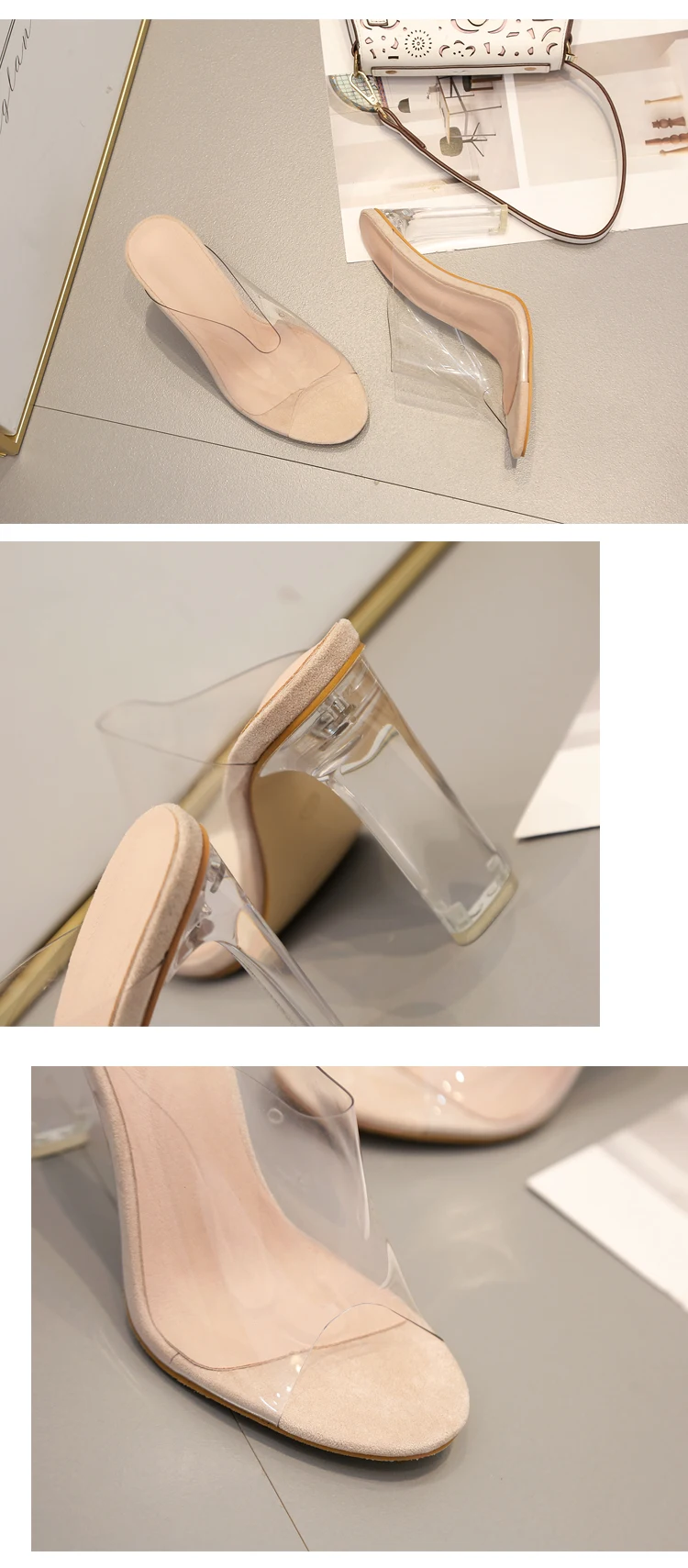 Aneikeh/ г. весенне-осенние модные однотонные прозрачные туфли-лодочки из PU искусственной кожи, женские туфли на высоком квадратном каблуке с открытым носком, повседневная обувь, Размеры 35-42