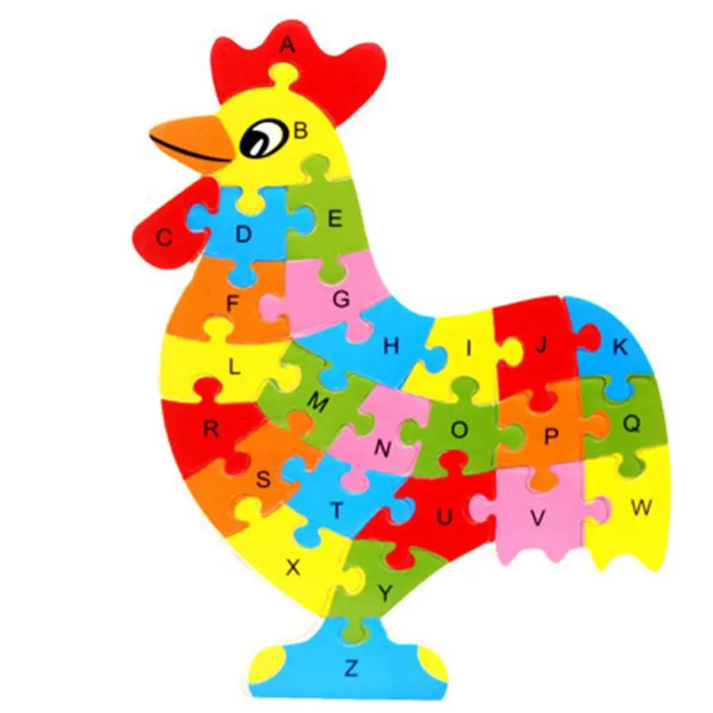 Тизеры из дерева для Алфавит животных головоломки для детей цифры на английском языке 26 изучение букв развивающая головоломка, игрушка для