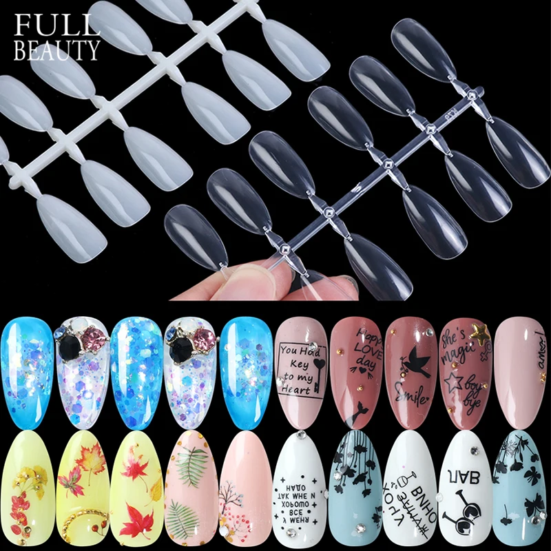 

120pcs Acrylic Stiletto False Nail Tips Nature Clear Full Cover Fake Nails Artificial Gel Polish Display Manicure Tools CH1030