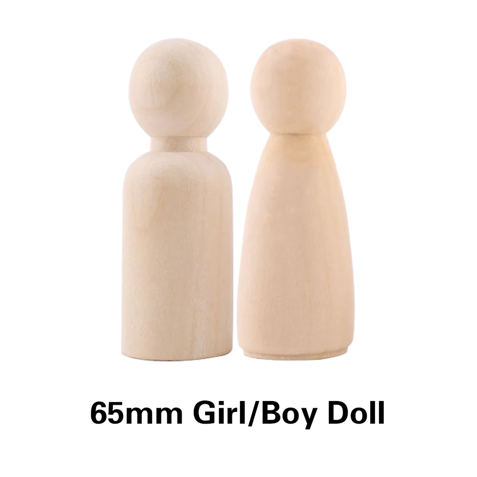 100pc Wooden Doll Peg Baby Teether DIY Color Painting Peg Dolls Unfinished Wood Blank Male & Female Doll Bodies Decoration Toys 7