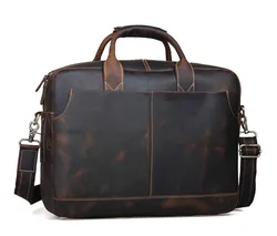 Highend Vintage Brown Thick Crazy Horse Genuine Leather Executive Men Briefcase Portfolio 14'' Laptop Messenger Bag M10192