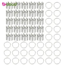 100 шт Золотая, серебряная металлическая корона, кольцо для волос, бусины в форме трубки, дреды, замок, дреды, манжета, зажим, африканские волосы, косички, ювелирные аксессуары