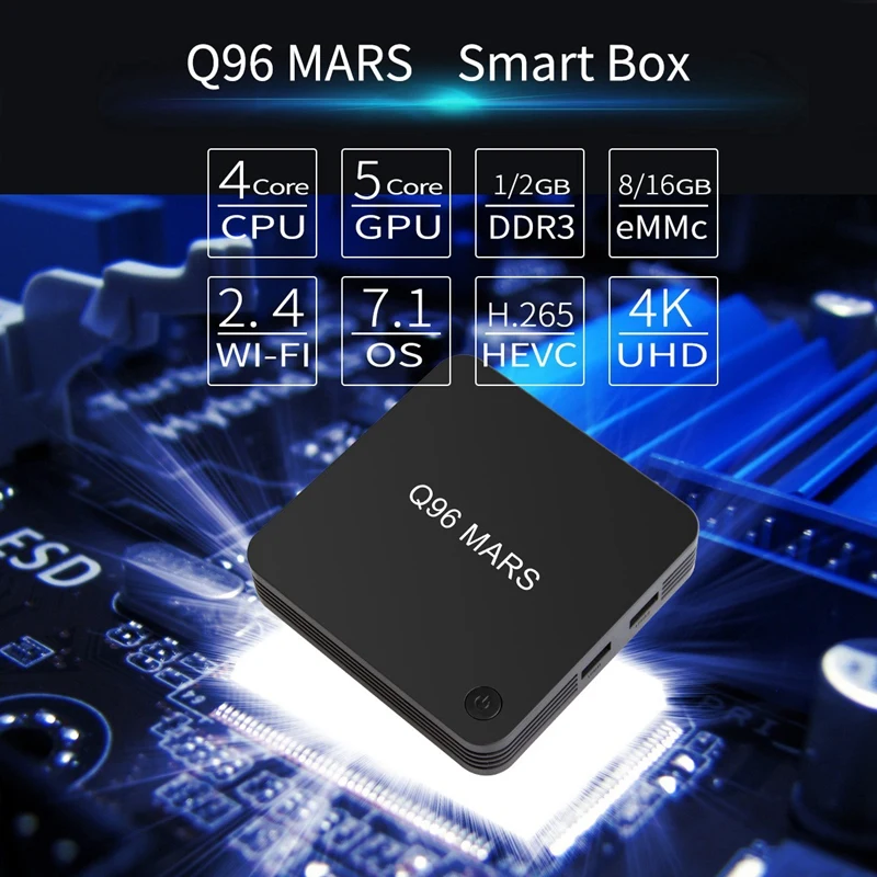 Q96 Mars Android 7,1 Tv Box S905L четырехъядерный 1/8Gb 4K Vp9 H.265 Dlna Hd2.0 3D игровой Смарт ТВ медиа-оборудование Us Plug