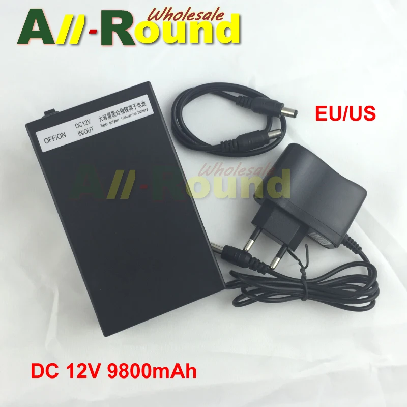

Wholesale EU /US Plug DC 12V 9800mah Rechargeable Li-ion Lithium Battery Batteries for CCTV camera Free Shipping