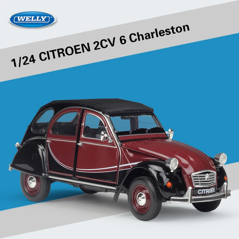 

WELLY 1:24 Scale CITROEN 2CV 6 Charleston Diecast Metal Classic Model Car Toy Alloy Car For Kids Gifts Collection Free Shipping