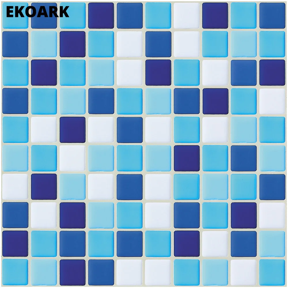 

6 Pack/Lot 3D Wall sticker Heat Resistant/Waterproof wall decals for bathroom/kitchen/home/kids room decor Blue Mosaic wallpaper