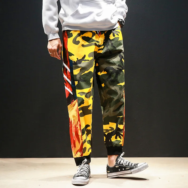 2019 для мужчин harajuku chic camo дамские шаровары хип хоп камуфляж брюки тренировочные брюки плюс размеры штаны для уличного бега Мужской 5XL CK31