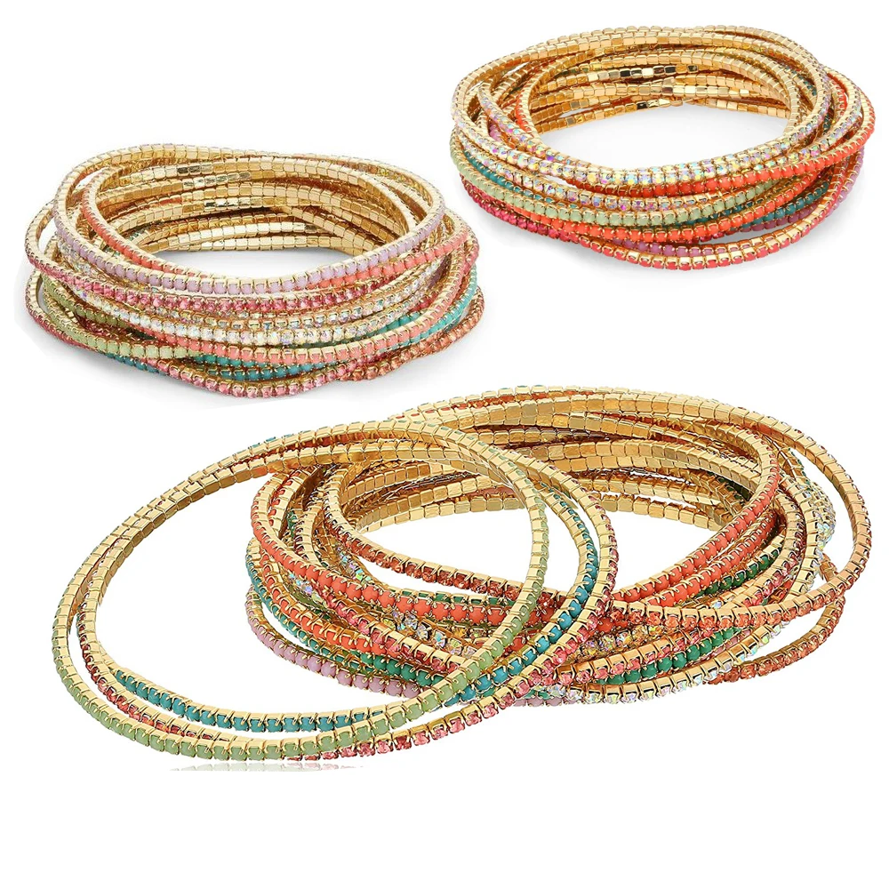 

world of warcraft bracelets & bangles 20 set simple riverdale bracelets for women CZ crystal stone pave stretch bracelet femme