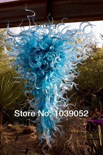 

Free shipping light blue handmade blown glass chandelier light (BGC2094)