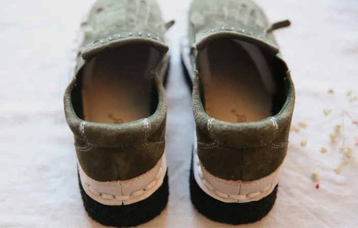 Head layer cowhide pure handmade new Japanese folk style shoes,