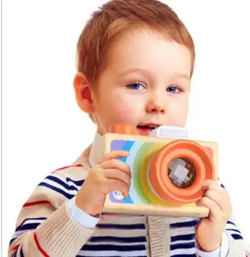 

Wooden cartoon SLR camera kaleidoscope multi - prism variable buzzed effect children fun toys