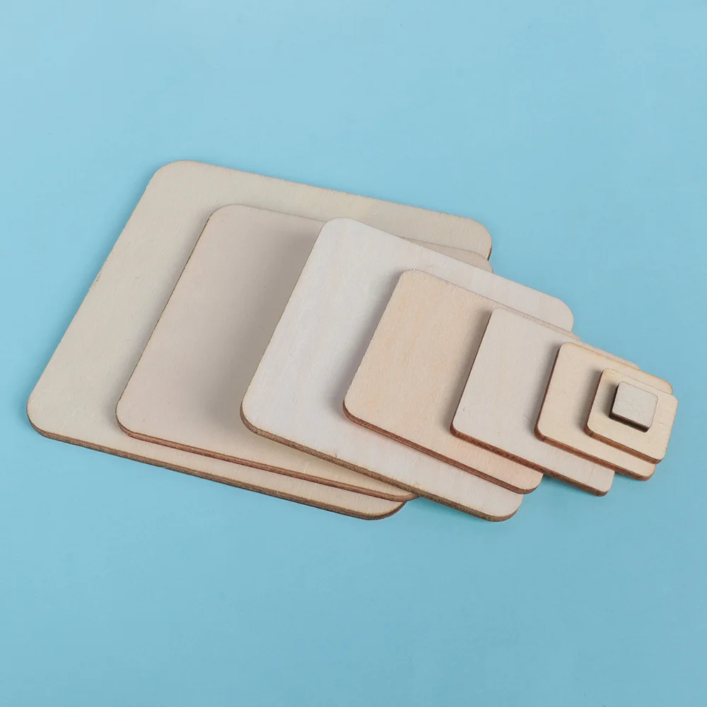 

10/50/100Pcs Square Unfinished Wooden Pieces Blank Plaque For DIY Craft Pyrography Projects Games Scrapbooking Building Model