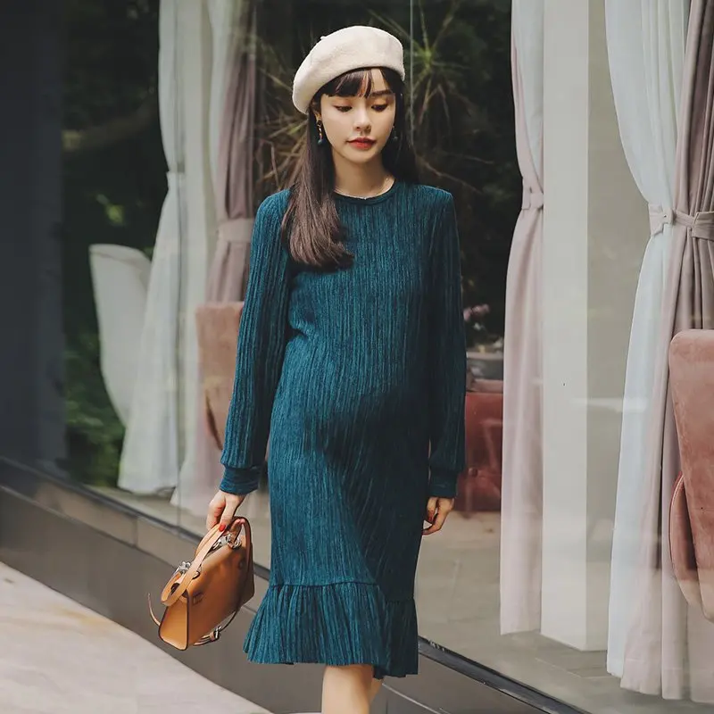

Autumn Slim Bottom Maternity Dress For Pregnant Women Clothes Lady Dress Pregnancy Vestidos Gravidas Dress Maternity Clothing