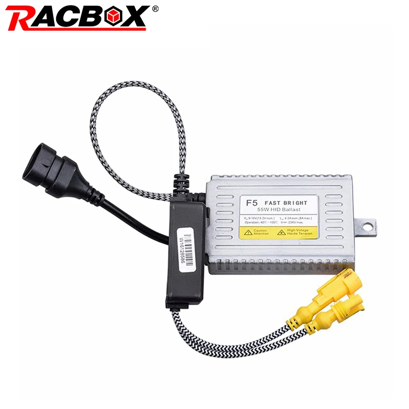 

RACBOX F5 55W Fast Bright Xenon HID Slim Ballast 0.1s Quick Start Digital Ballasts 12V 50W for Car HID Xenon Headlights Bulb Kit
