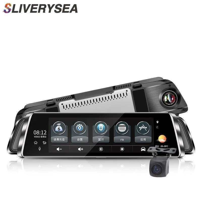 

SLIVERYSEA 10" Mirror Video Recorder Dual Cam HD1080P Dash Camera Car DVR Motion Detection G-sensor Mirror Video Recorder