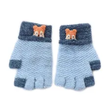 Зимние Детские теплые вязаные перчатки высокого качества, шерстяные перчатки с лисой для мальчиков и девочек, детские От 3 до 6 лет, G057