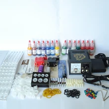 Профессиональная 2 Топ Поворотная тату-машина 14 шт. цветные чернила 50 шт. иглы комплект питания полный набор татуировки для начинающих
