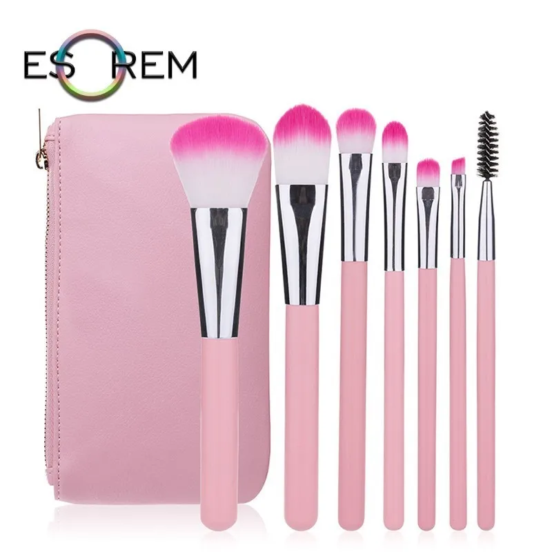 

ESOREM 7 Pcs Pink Makeup Brushes Set With Bag Wood Handle High Quality Makeup Brush Precision Shader Pinceles Maquillaje 062401