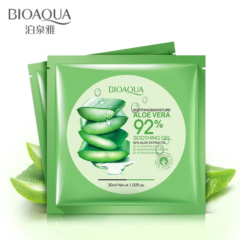 

BIOAQUA Natural Aloe Vera Gel Face Mask Moisturizing Oil Control Shrink Pores Facial Mask Wrapped Mask cosmetic Skin Care