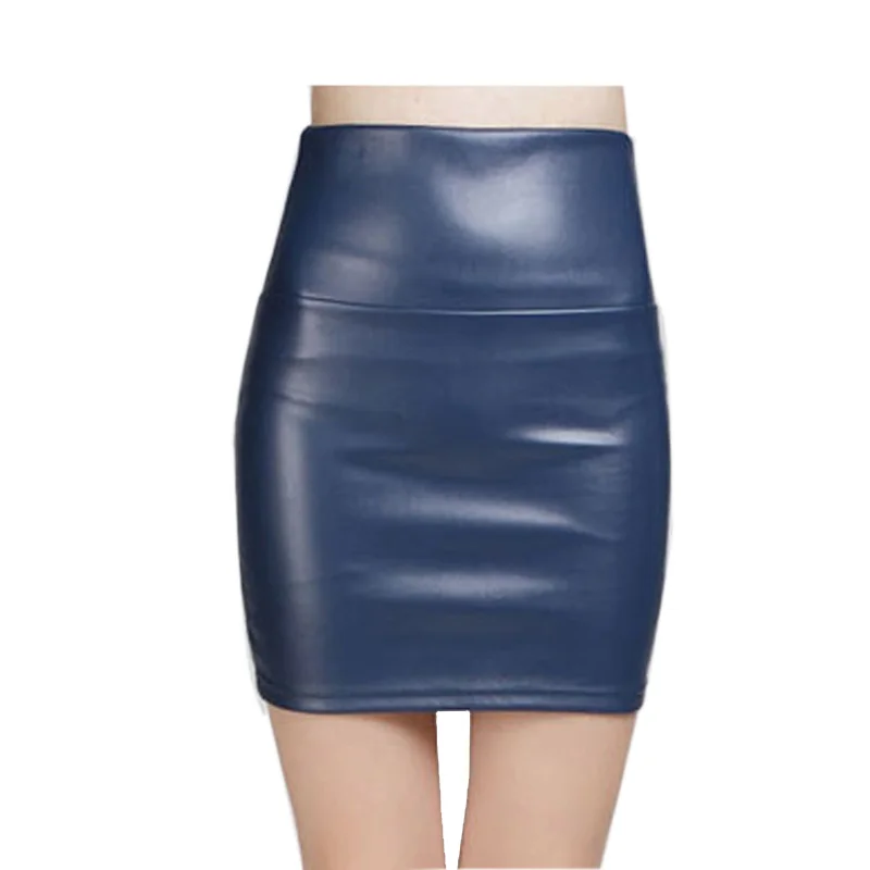 Женская юбка карандаш из искусственной кожи с высокой талией|saia feminina|leather skirtpu